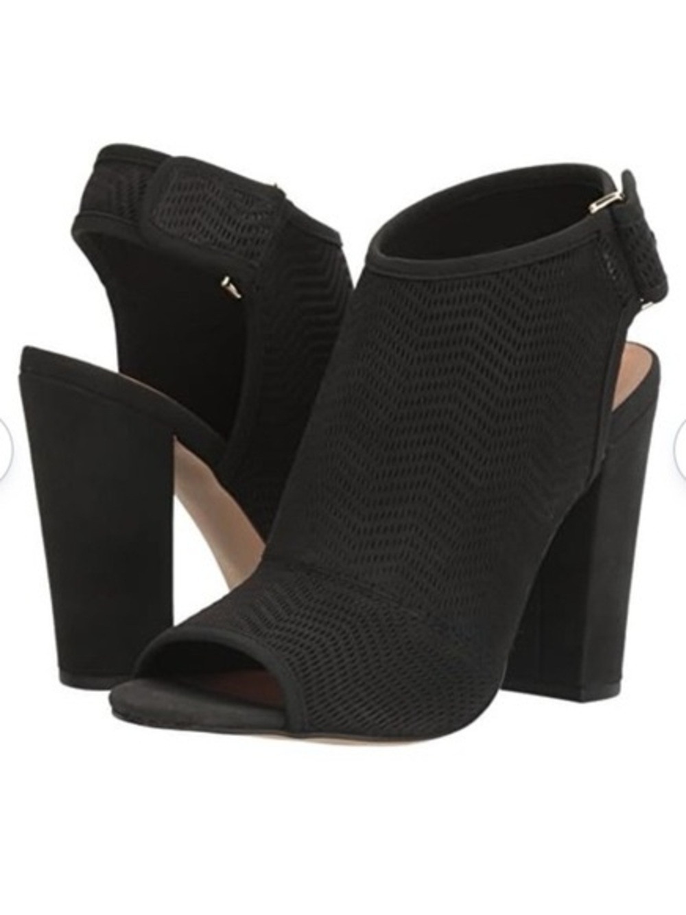 Aldo Women’s Black Leather Open-Toe Block Heel Slingback Sandal Size 8